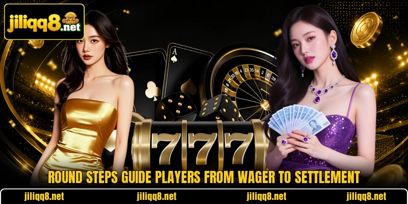Round steps guide players from wager to settlement Round steps guide players from wager to settlement
