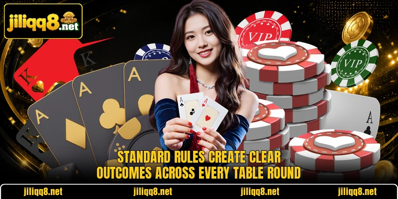 Standard rules create clear outcomes across every table round Standard rules create clear outcomes across every table round